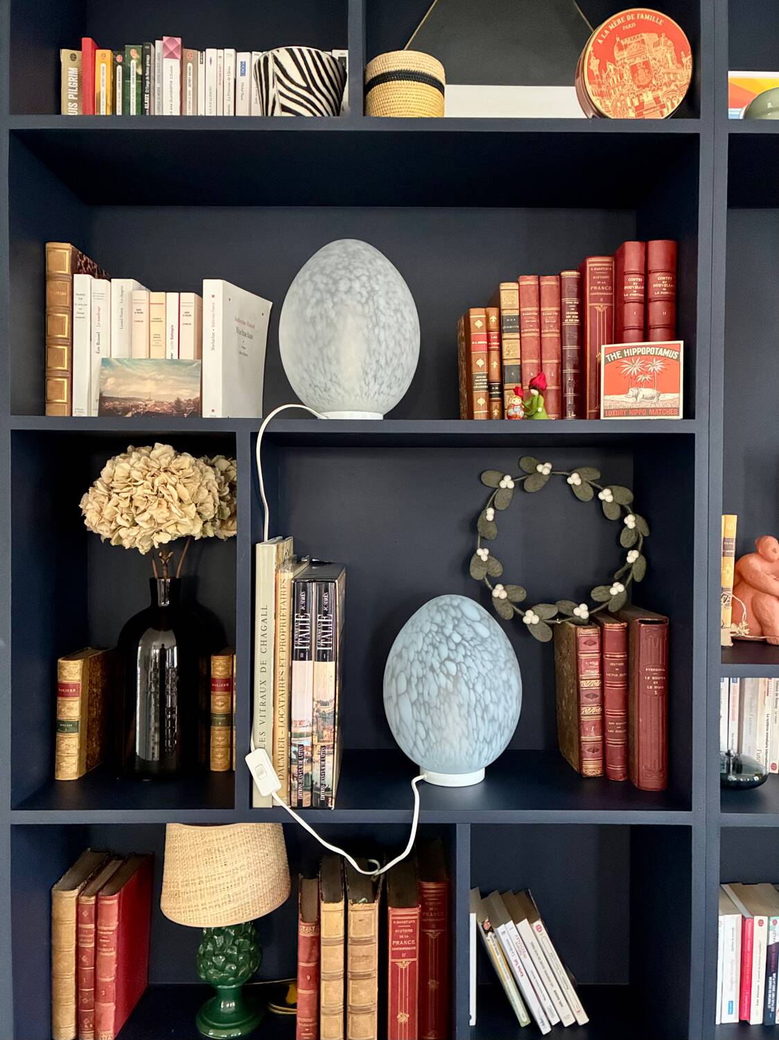 Pair of speckled glass oval lamps - 1970.