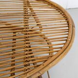 Oval Wicker Coffee Table with Lower Shelf