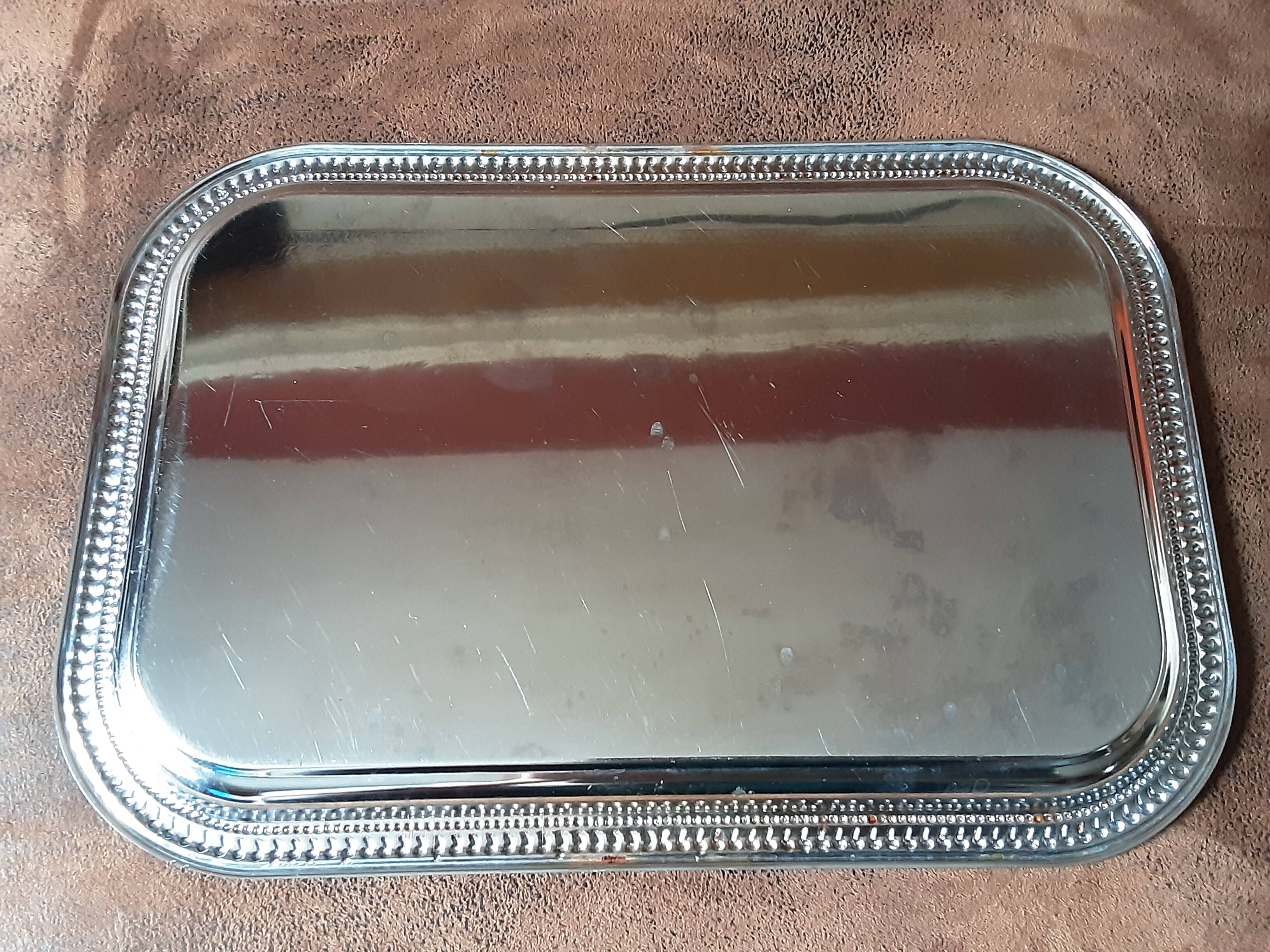 Rectangular stainless steel tray