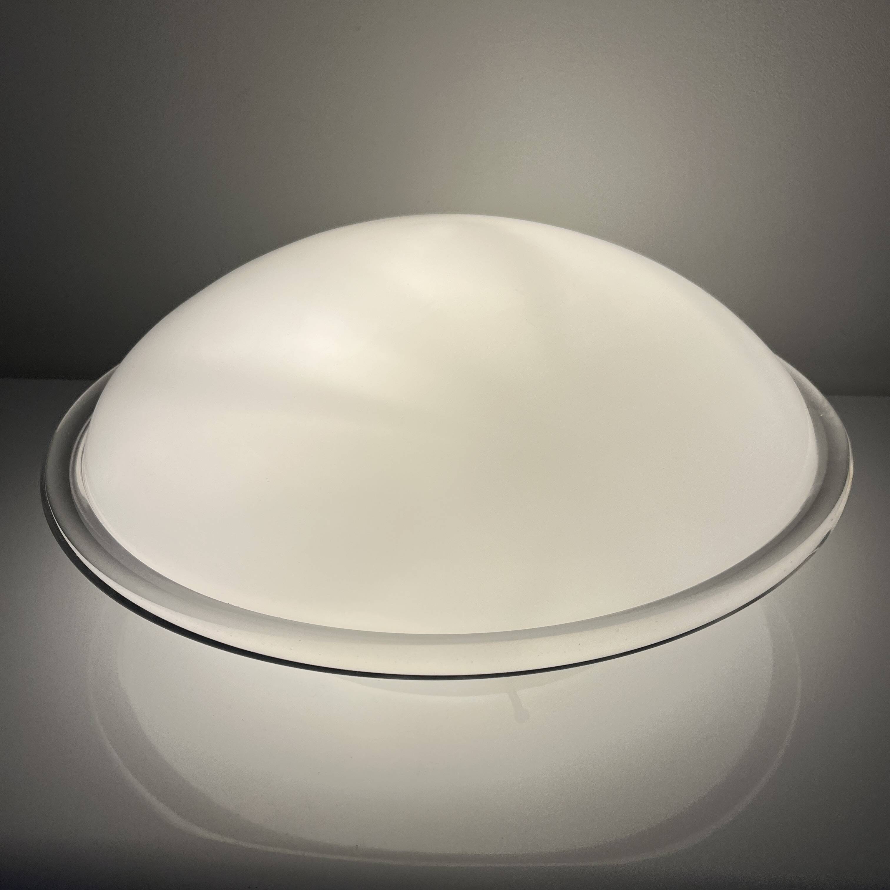 Vintage opal glass ceiling light Saturne Leucos 1970 Italy Diameter 39