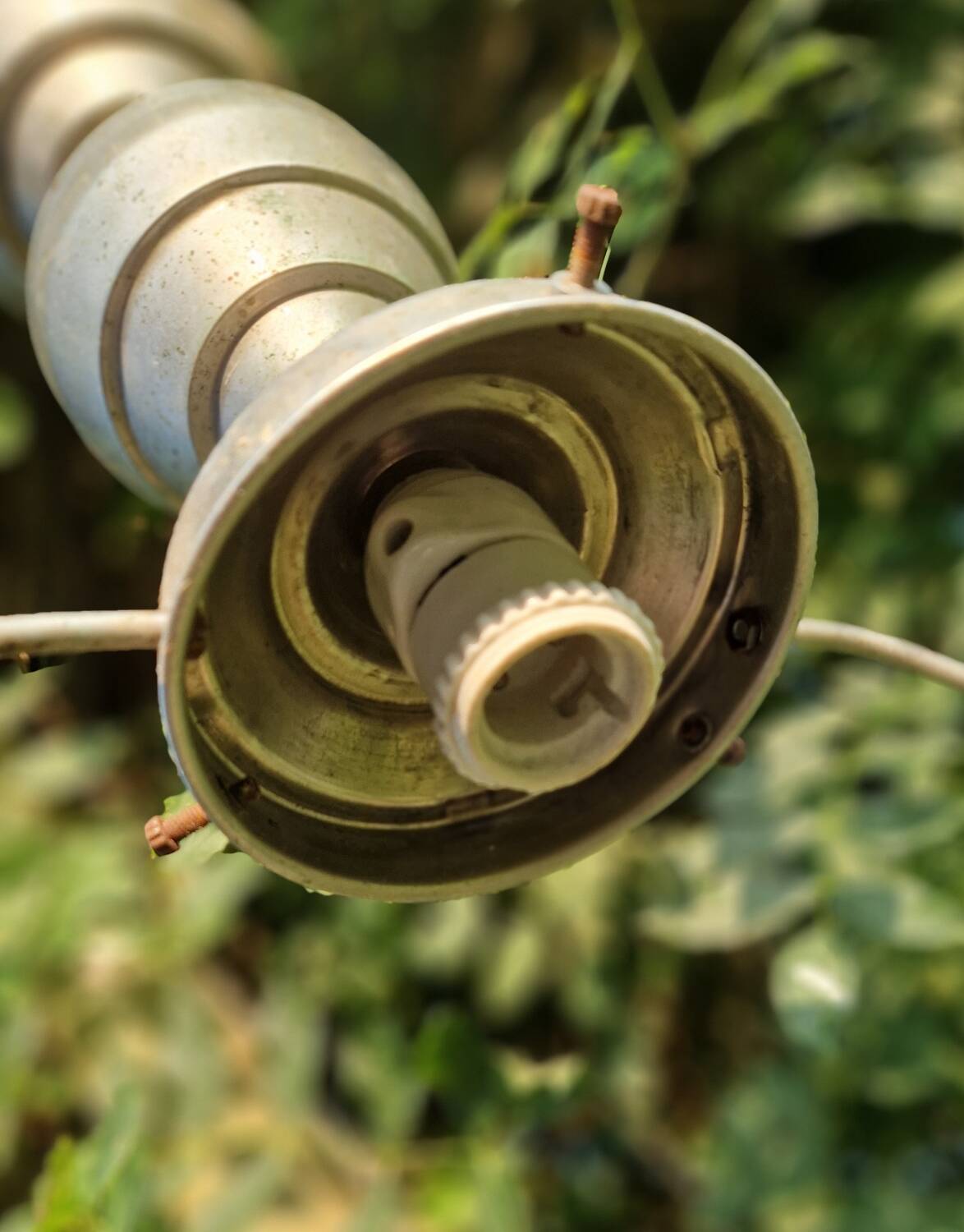 Art Deco aluminum and opaline up and down suspension