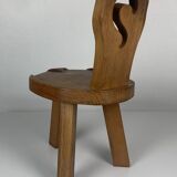 Sculptural Brutalist Chunky Tripod Stool in Oak, 1960s