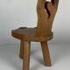 Sculptural Brutalist Chunky Tripod Stool in Oak, 1960s