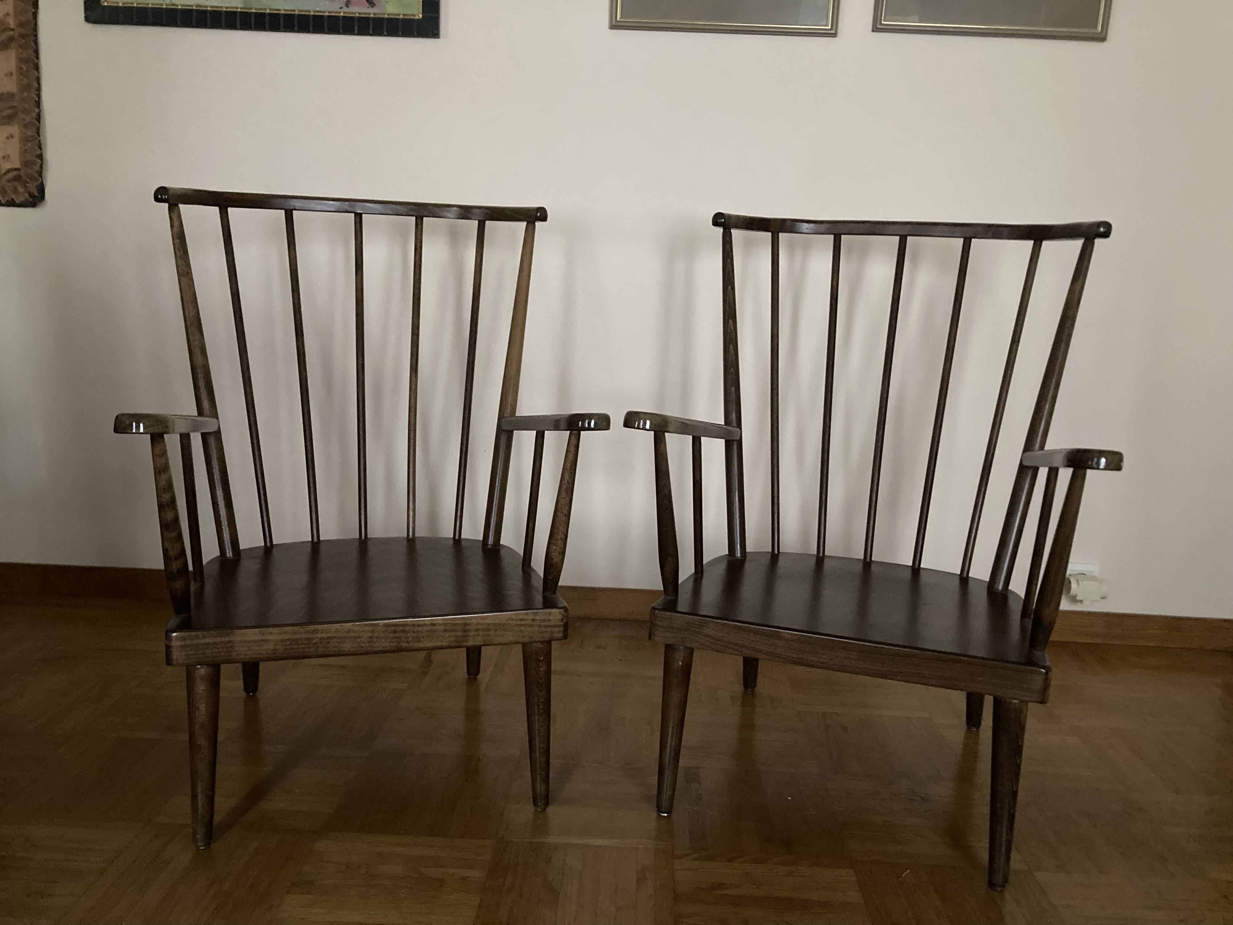 Pair of Baumann armchairs with cushions