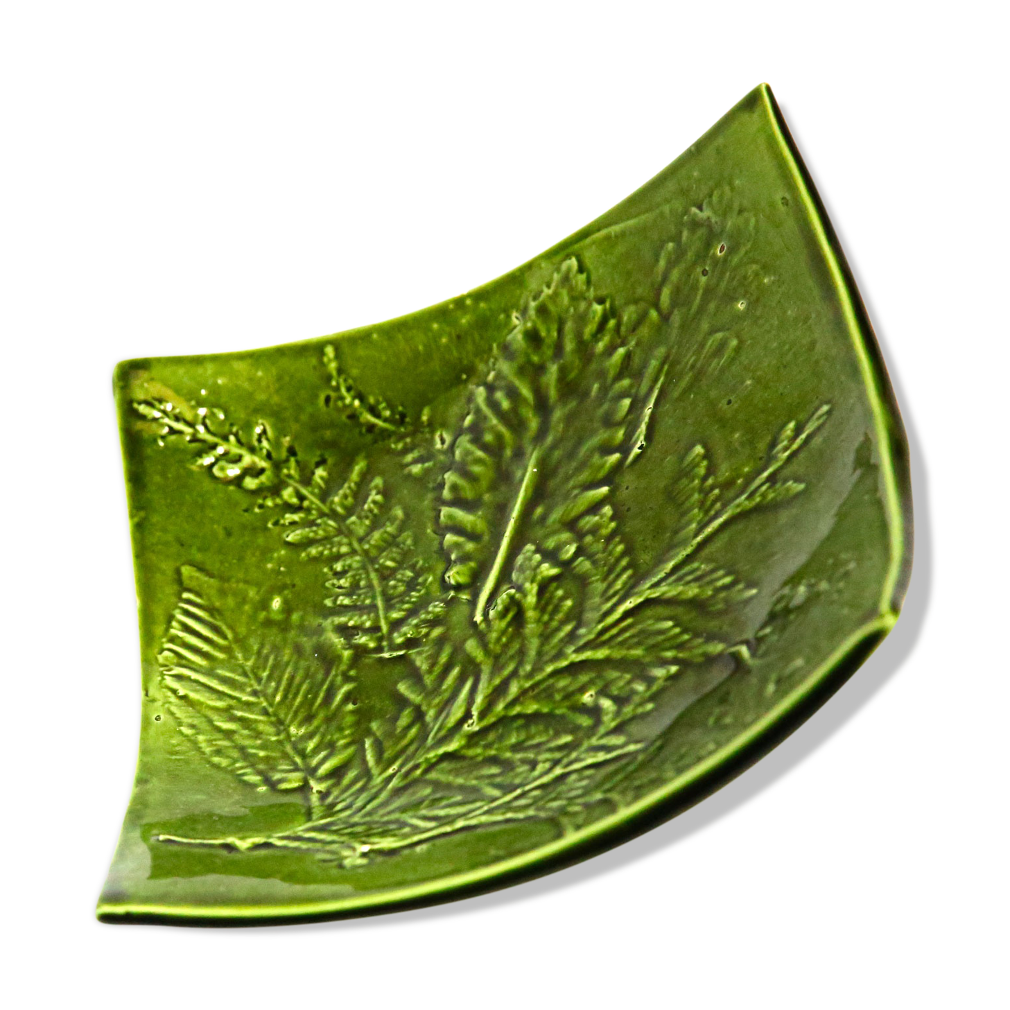 Green ceramic cut with leaves and ferns