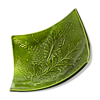 Coupe en céramique verte aux feuilles et fougères