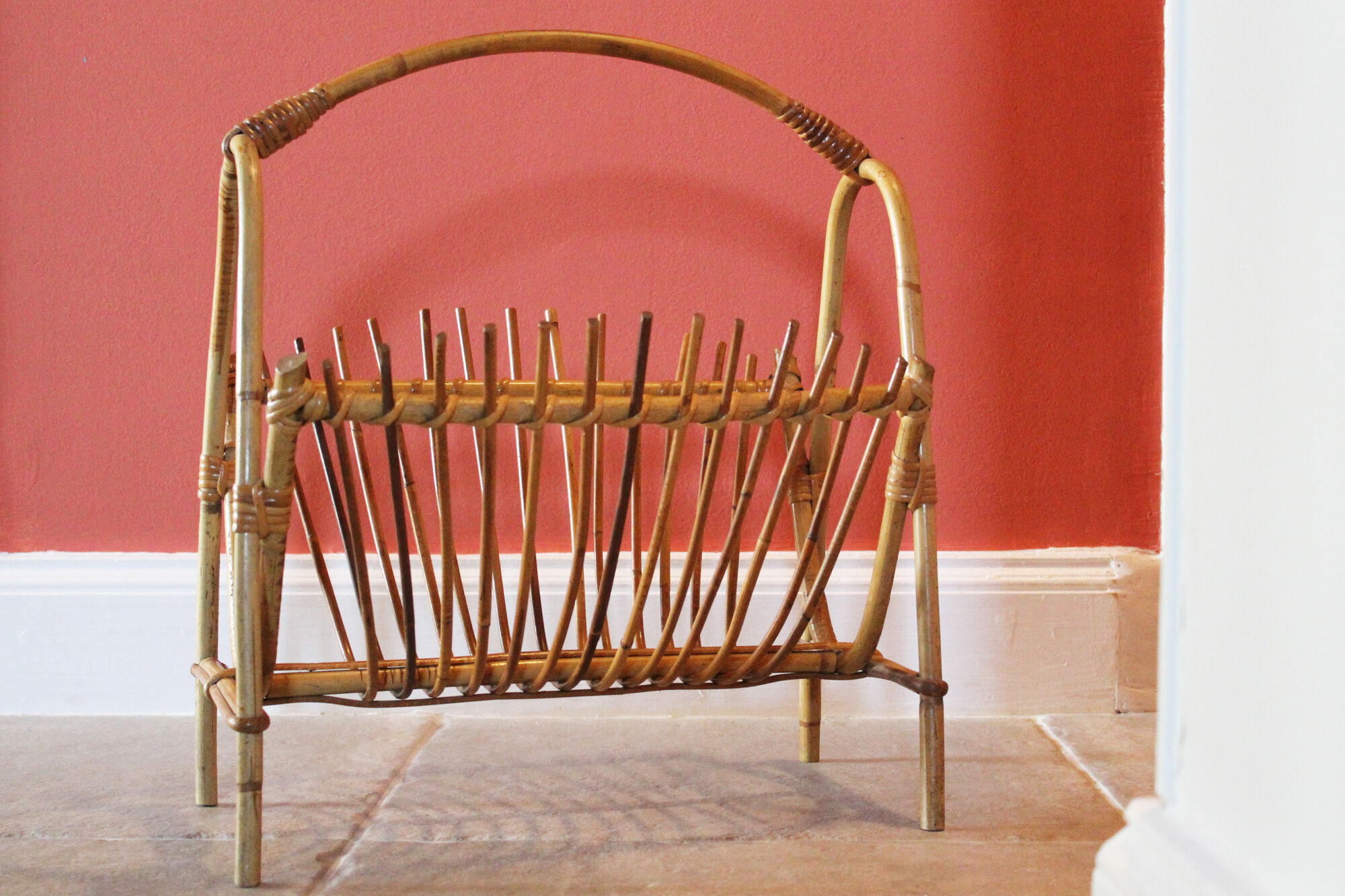Wicker / rattan vintage magazine holder