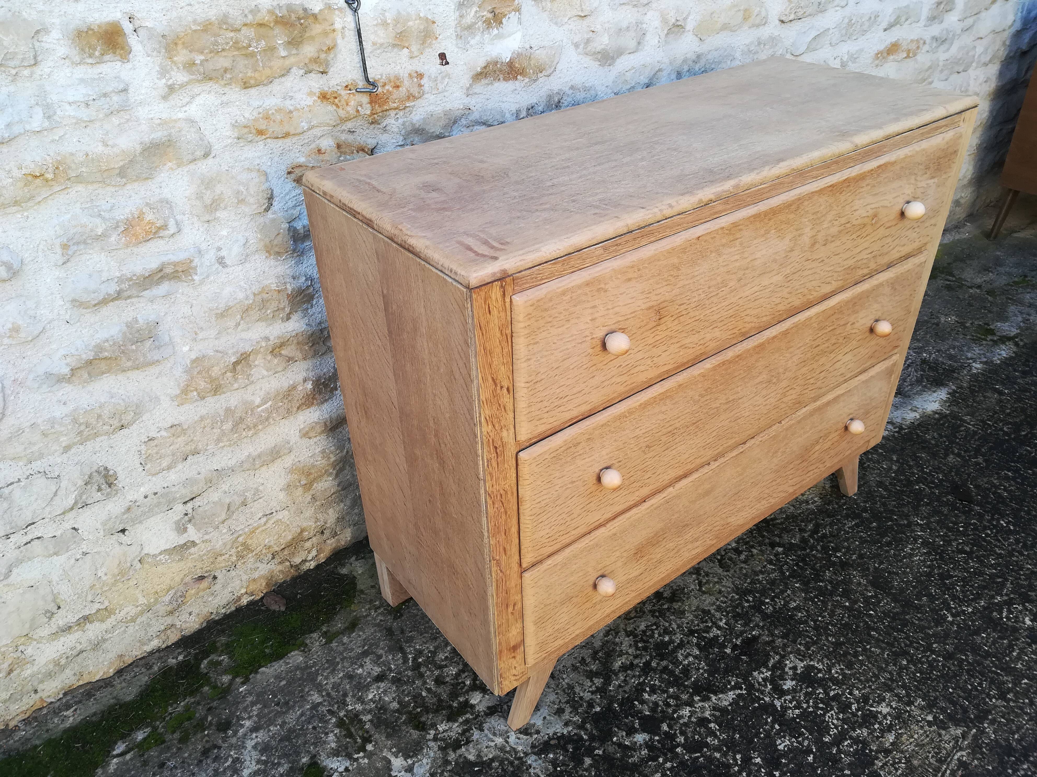 Vintage raw oak chest of drawers