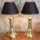Duo of antique lamps in bronze and brass