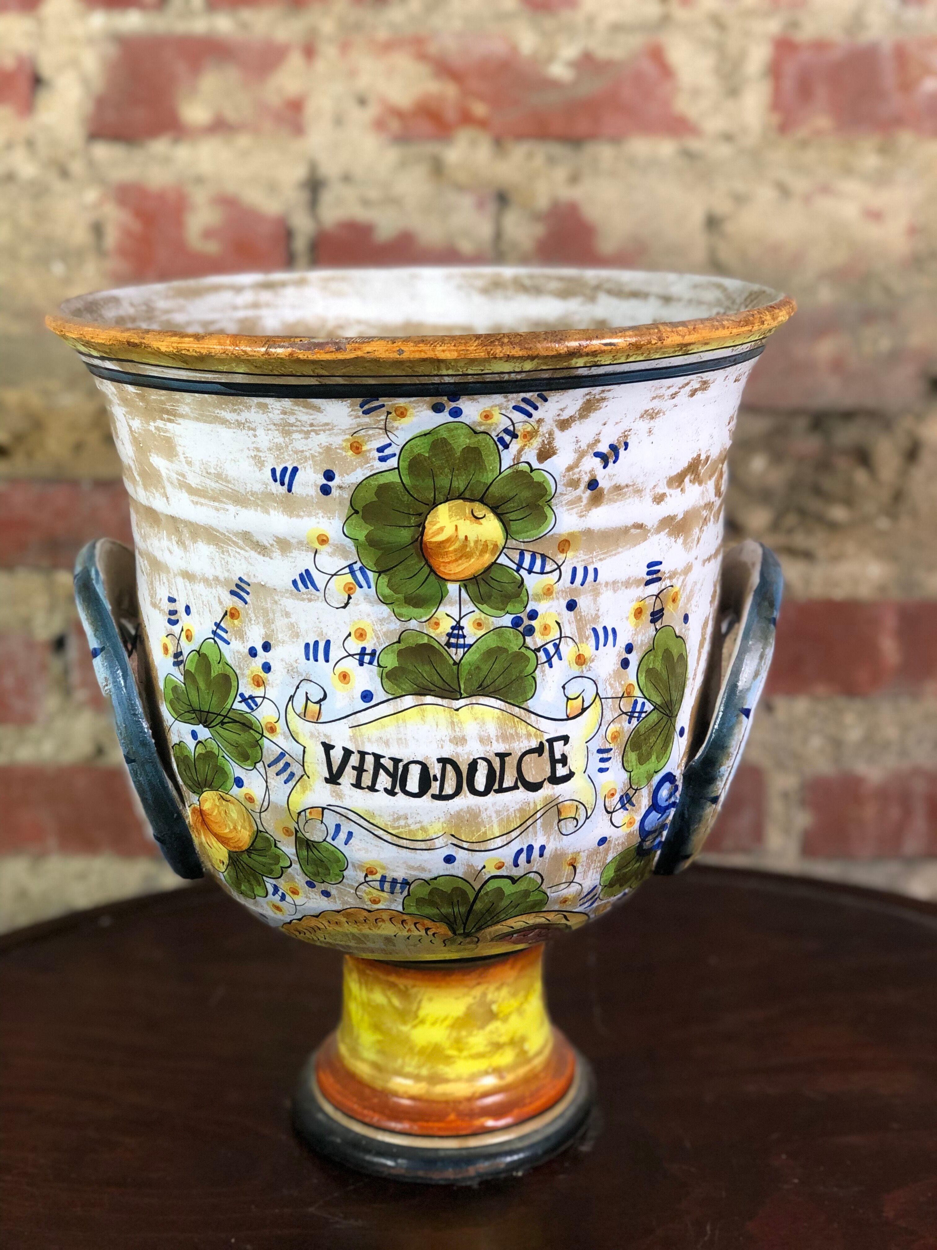Vintage Medici style ceramic vase "Vino Dolce"