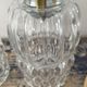 Set of two vintage electric chiseled glass walking lamps
