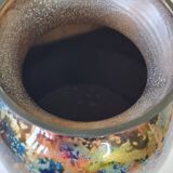 Signed églomisé glass vase, unique piece, France, circa 1980, 46 cm