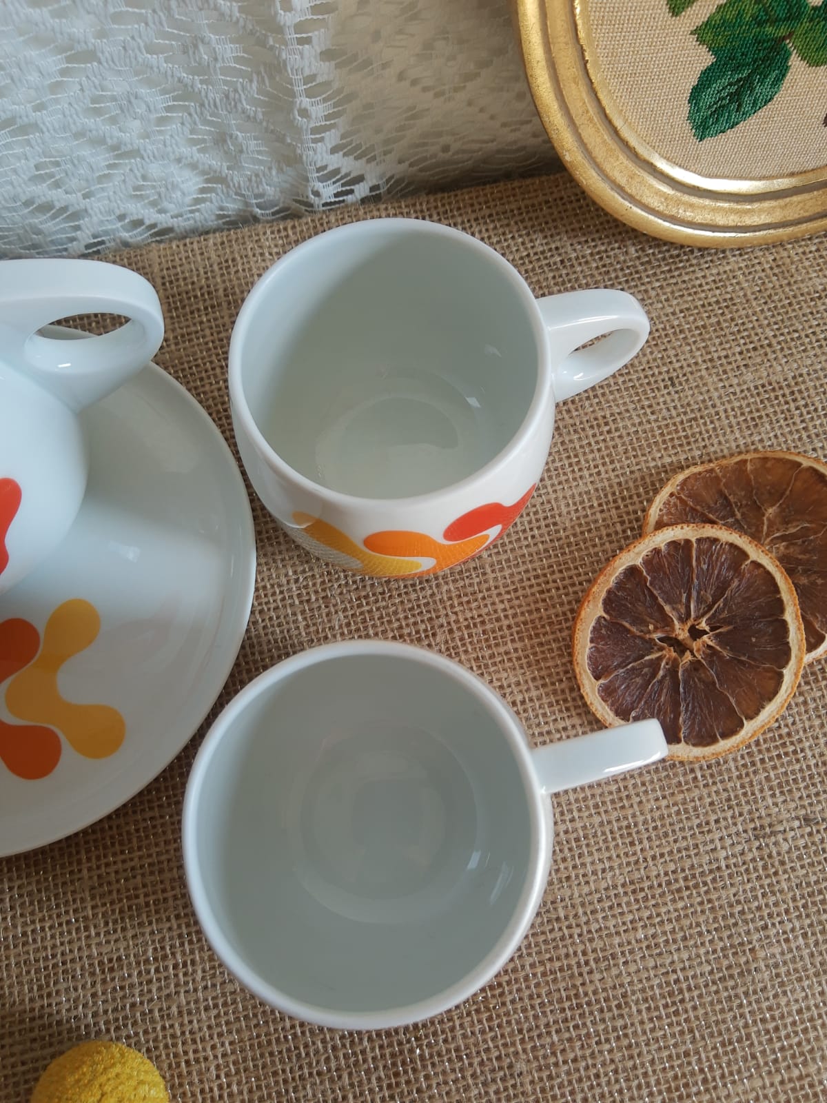 Coffee tea porcelain of retro 70s paris