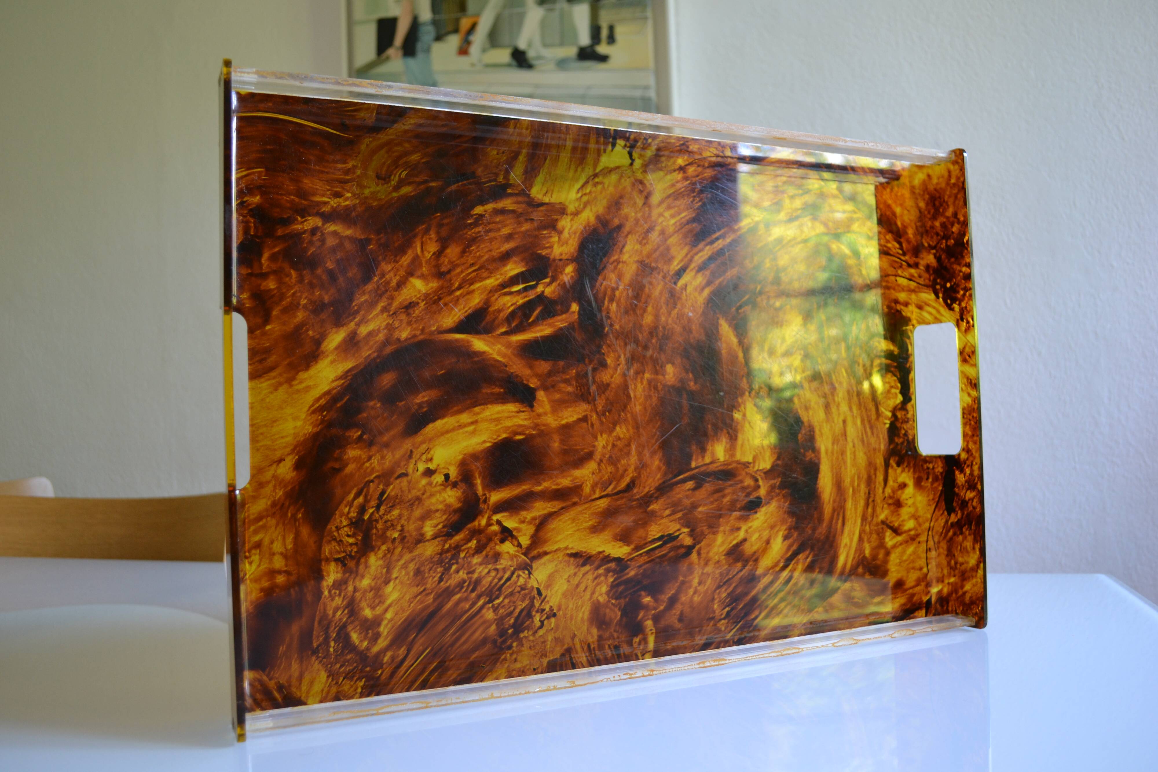 Acrylic plateau with tortoiseshell pattern Jansen Mercier Willy Rizzo