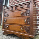 Art Deco chest of drawers, marble top, solid oak, dressing table