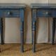Pair of vintage country bedside tables with blue patina