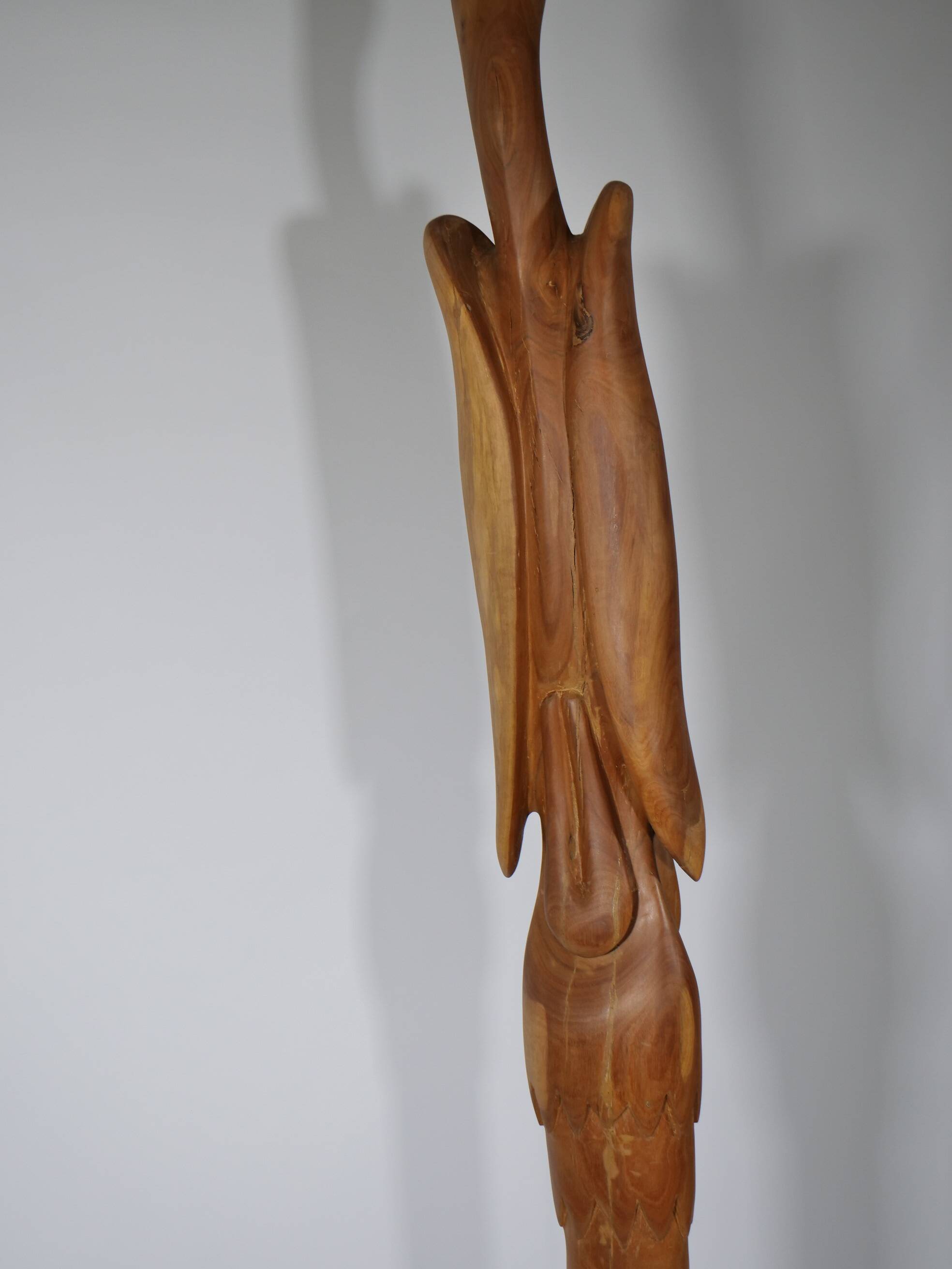 XXL Solid Teak Crane Sculpture - 1960s Design, Mid-Century Art