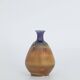 Small modern mid-century Scandinavian collection vase in blue and brown stoneware by Gunnar Borg.