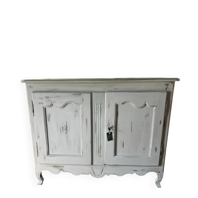 Buffet ancien patiné blanc