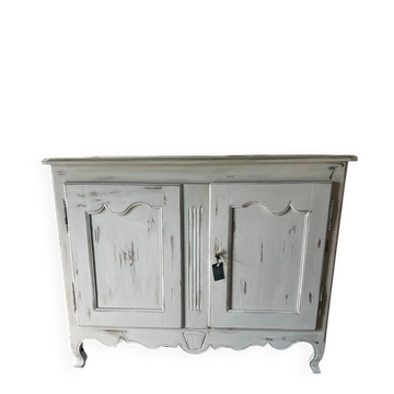 Buffet ancien patiné blanc