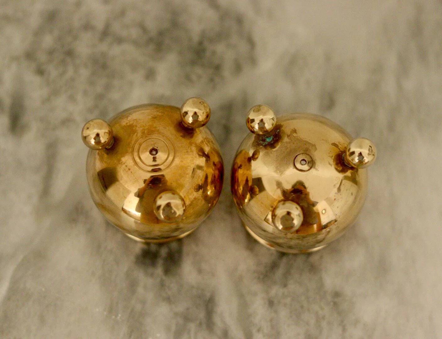 Pair of mid-century Swedish brass candle holders