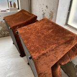 Pair 70s brown velvet armchairs