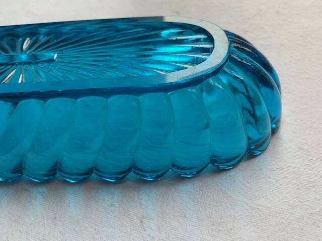 Antique Baccarat bowl in 19th century blue crystal