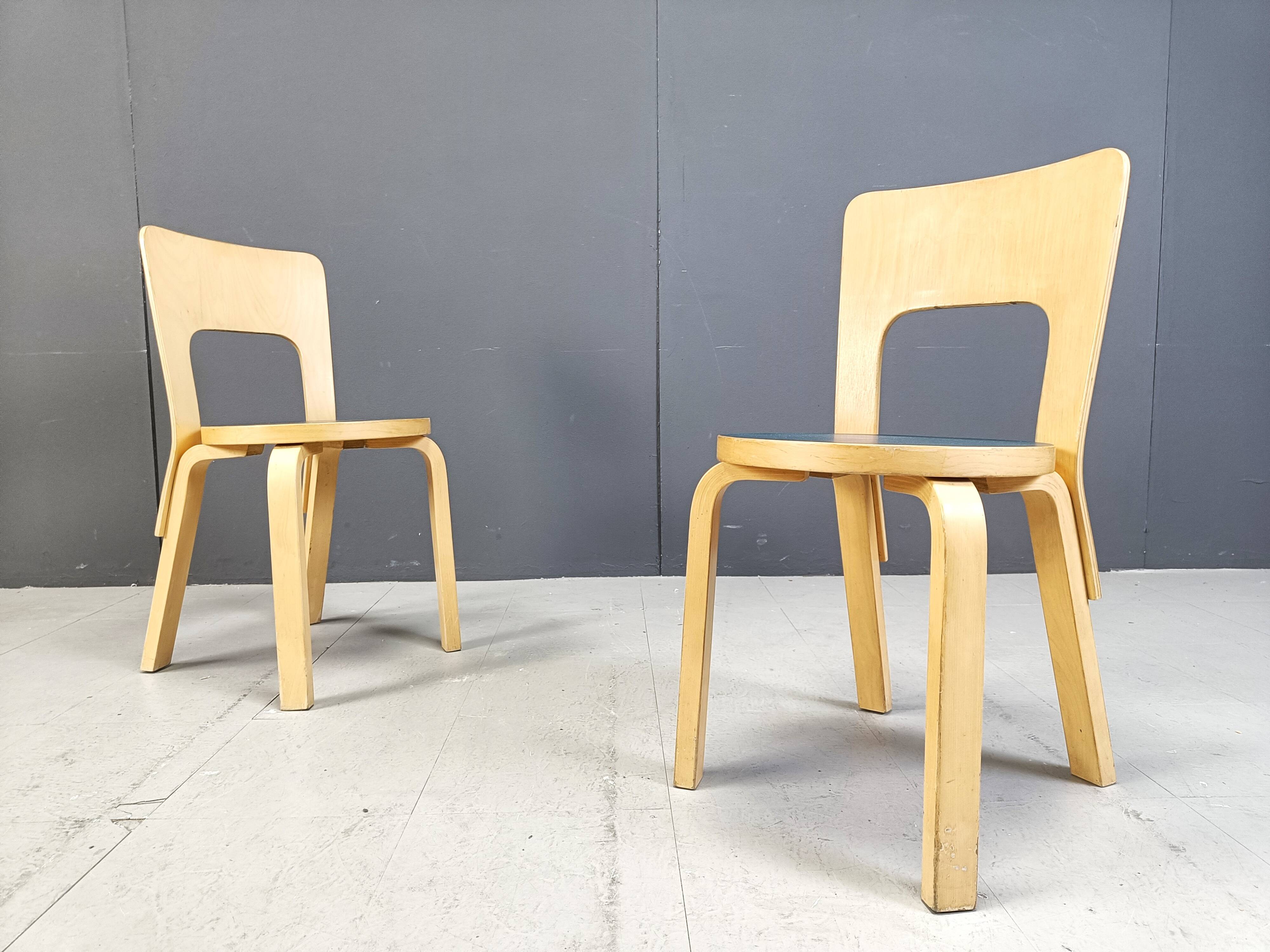 Model 66 dining chairs by Alvar Aalto for Artek, 1960s