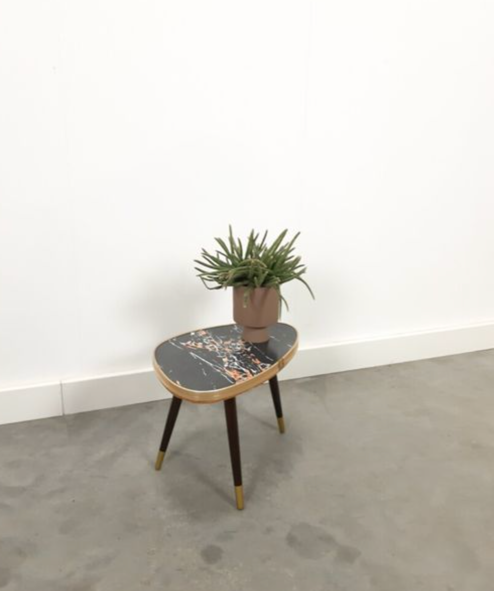 Vintage table with brass and marble formica top