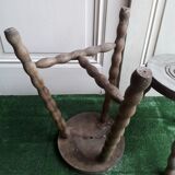 2 rustic 2-degree wooden tripod stools (pair)