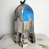 Surrealist box in painted terracotta