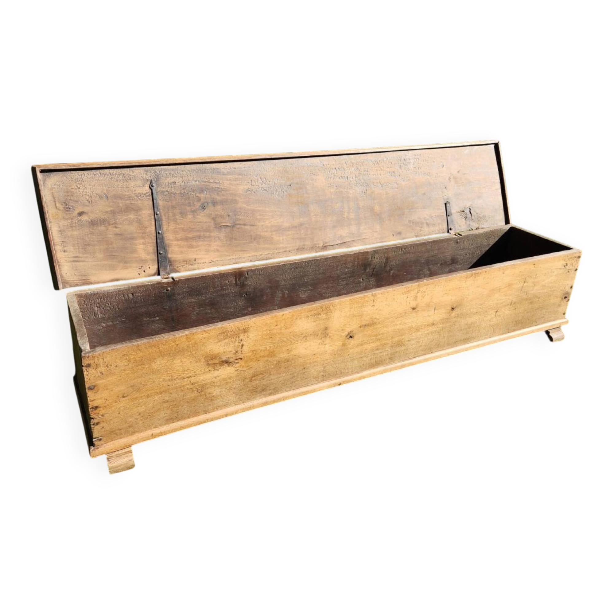 Bench / antique chest in solid oak - 196cm