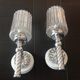 Pair of torch  in glass and chrome metal / vintage 70s wall light