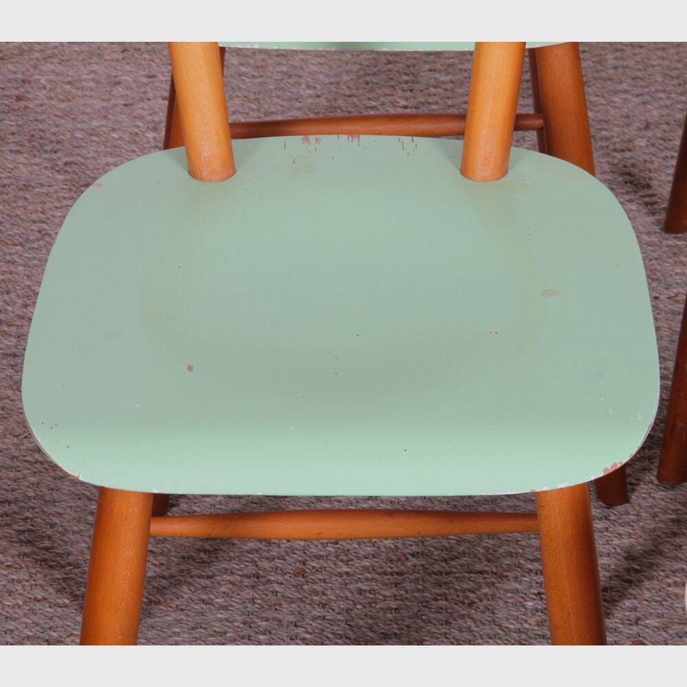 Suite de 4 chaises vintage en bois, éditées par Ton, 1960