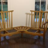 Fan bench by Guillerme and Chambron reupholstered
