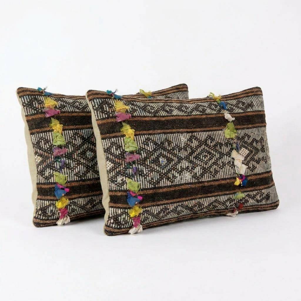 Set of 2 vintage kilim cushion covers 41x61 cm
