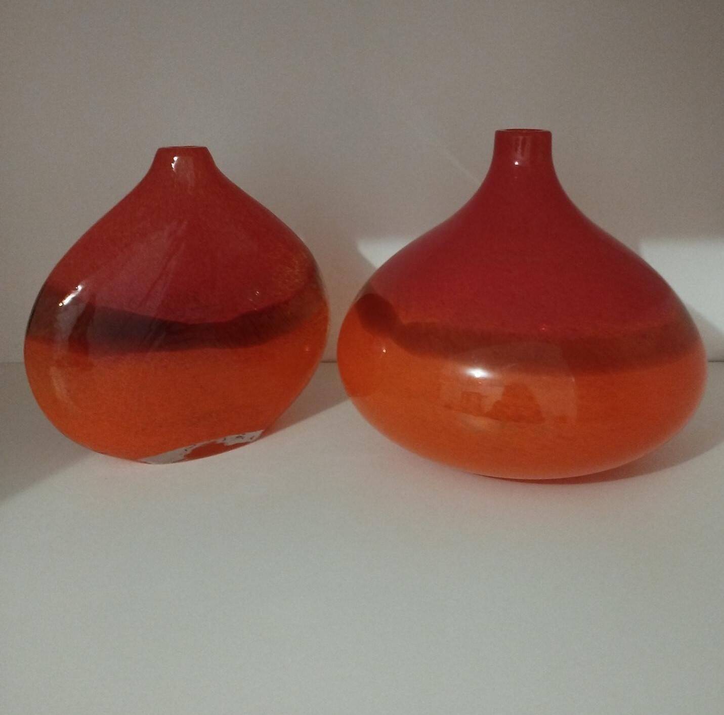 Pair or 2 glass paste vases from the 80s vintage.