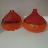 Pair or 2 glass paste vases from the 80s vintage.