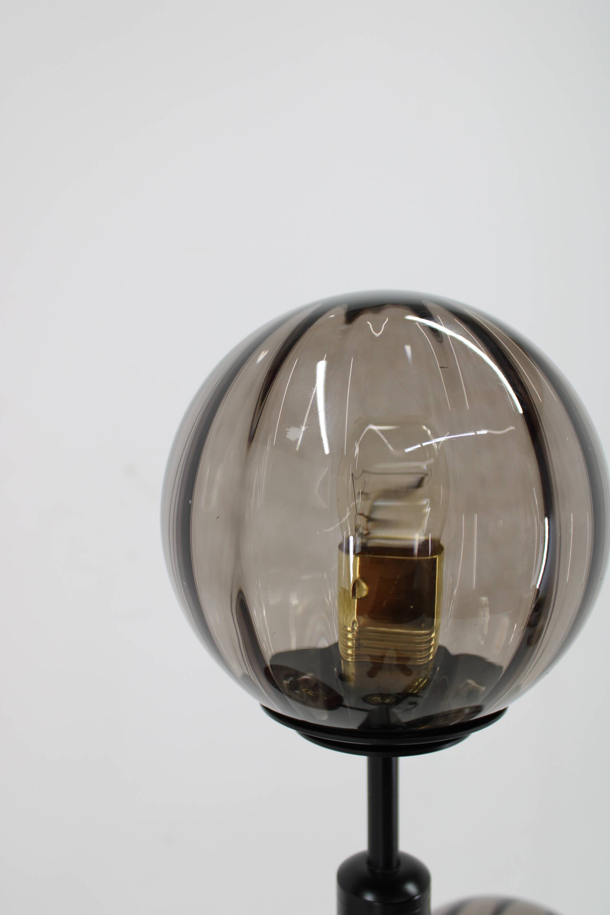 1980s Brass and Glass Floor Lamp, Restored
