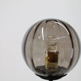 Lampadaire en laiton et verre des années 1980, restauré