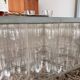 Coffee table, decorative glass element
