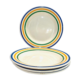 4 striped earthenware plates made in Romania