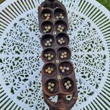 Large vintage Awale Oware game hand carved wood Nigeria 1980s