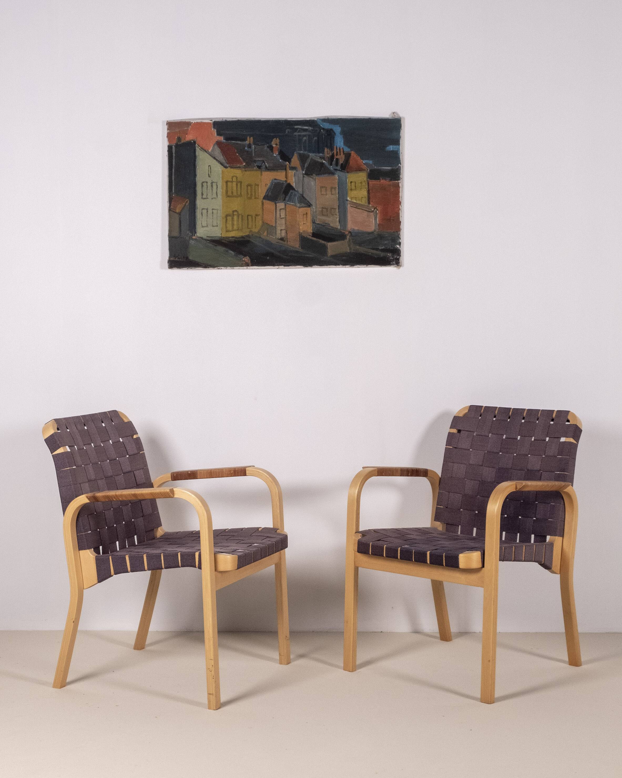 2 fauteuils Alvar Aalto modèle 45, années 1970, Artek Finlande