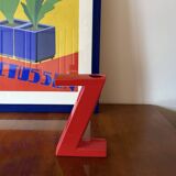 Space age red Z letter ceramic solifleur vase, Marcel Radureau France 1970