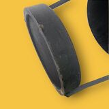 Antique wrought iron and red leatherette umbrella stand – 1960s