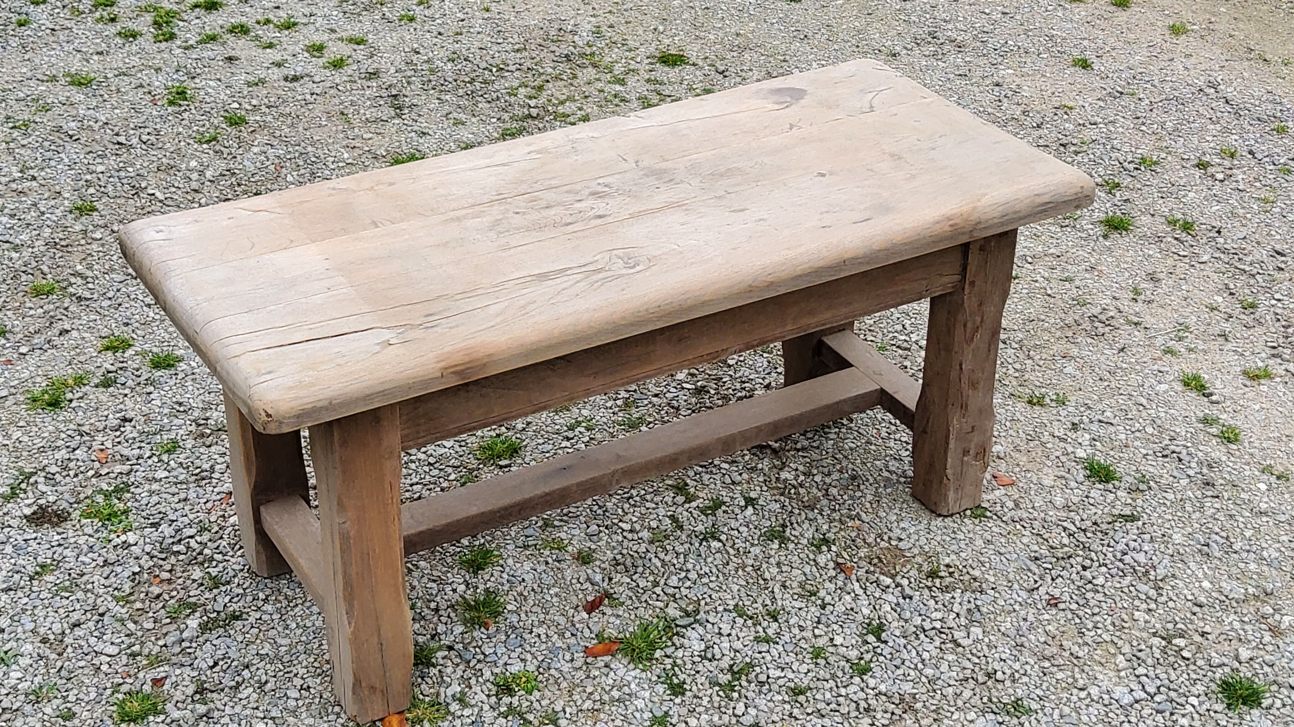 Old brutalist oak farmhouse coffee table