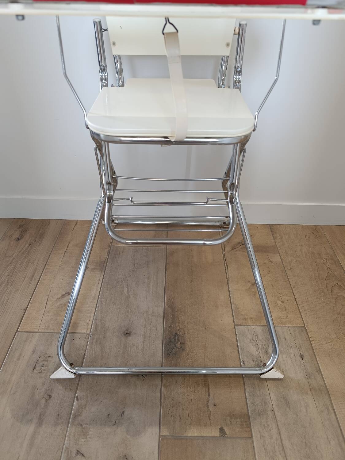 Vintage chrome and plastic baby high chair