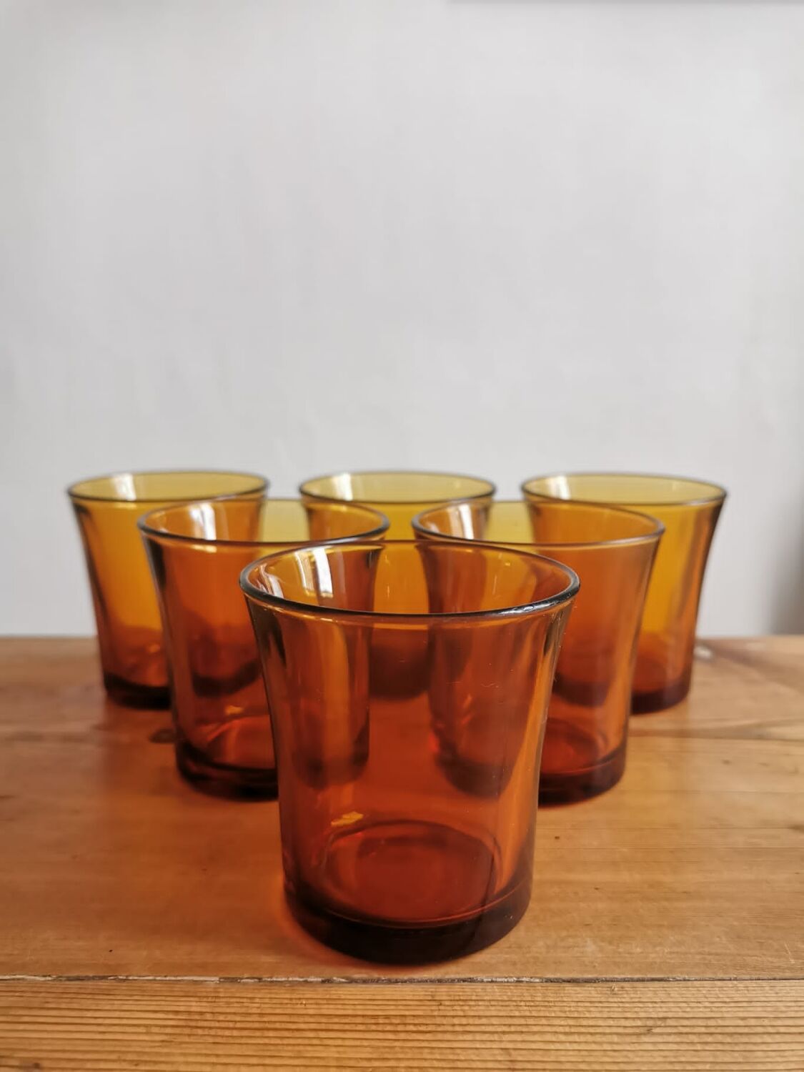 Set of 6 Duralex amber glasses