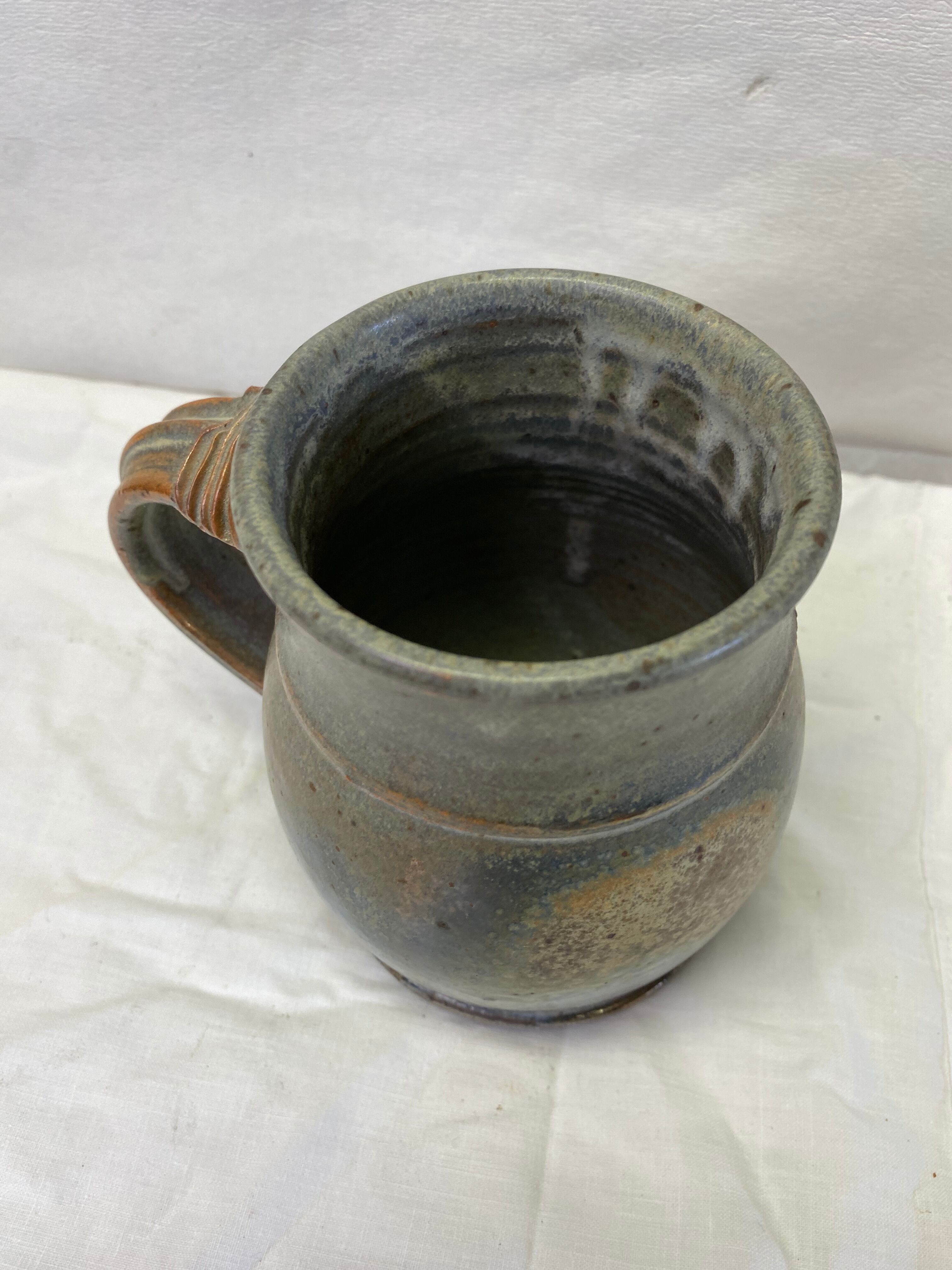 Blue sandstone pot signed